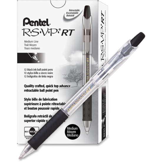 Image Pentel - Stylo à bille R.S.V.P. RT BK93 - noir - 1mm