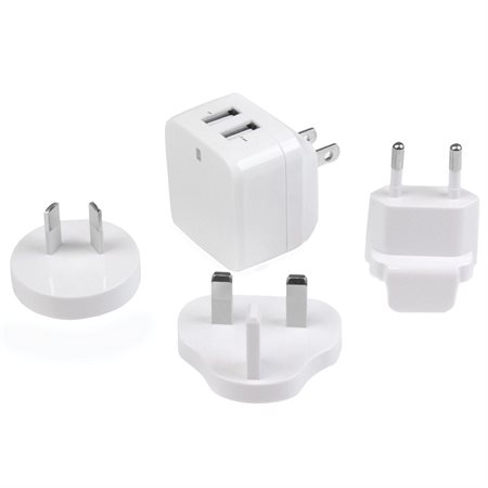 Image Chargeur de voyage polyvalent - 2 ports Blanc