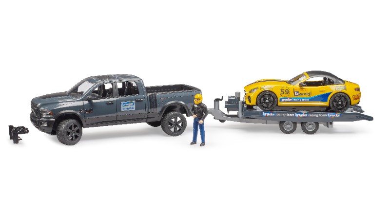 BRUDER RAM Power Wagon avec roadster BRUDER Racing Team