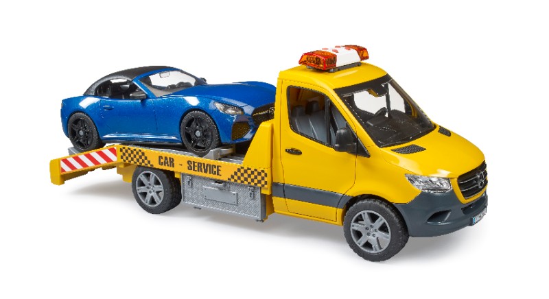 BRUDER MB Sprinter car transporter with light & sound module and BRUDER roadster