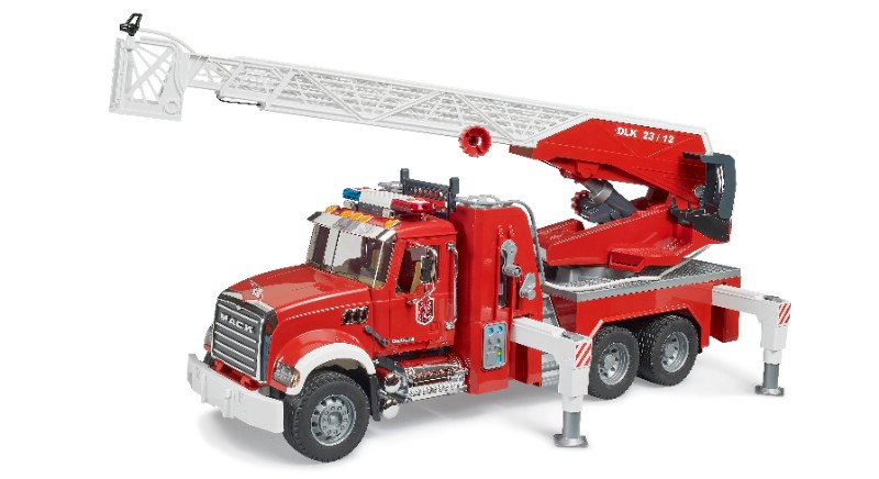 BRUDER Camion de pompiers MACK Granite avec échelle et pompe