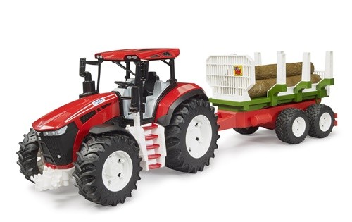 BRUDER Tracteur ROADMAX avec remorque forestière et 3 troncs d'arbre