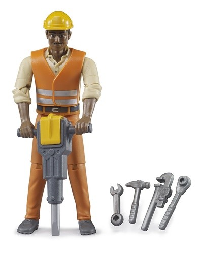 BRUDER Figurine bworld ouvrier de construction, peau moyenne