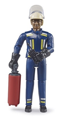 BRUDER Figurine bworld pompier, peau moyenne, avec accessoires