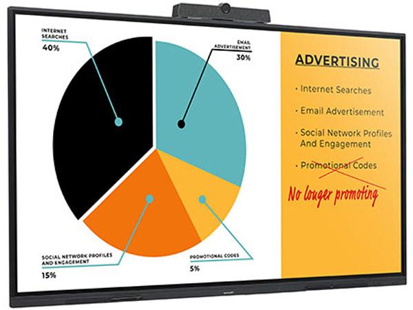 SHARP NEC 65 PO INTERACTIVE ÉCRAN, 4K AQUOS BOARD, 20-POINT PRECISIONTOUCH, EMBEDDED CONTROLLER, QUAD ÉCRAN (SUPPORTED AVEC WIRED CONNECTION)