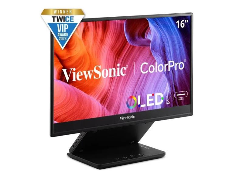 VIEWSONIC 15.6 PO PORTABLE 1080P OLED MONITOR AVEC 60W USB-C ET MINI-HDMI, ET ERGONOMIC STAND.