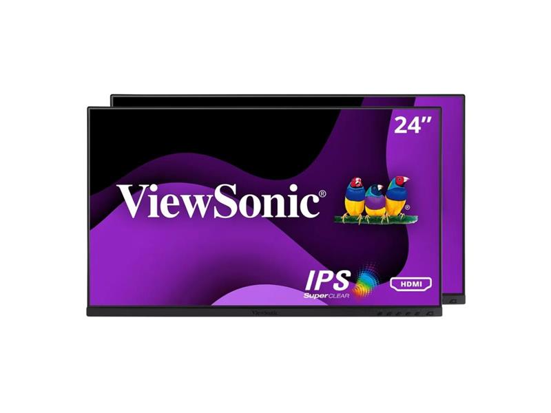 VIEWSONIC 24 PO DUAL PACK HEAD-ONLY 1080P IPS MONITORS AVEC HDMI, DP, ET VGA.