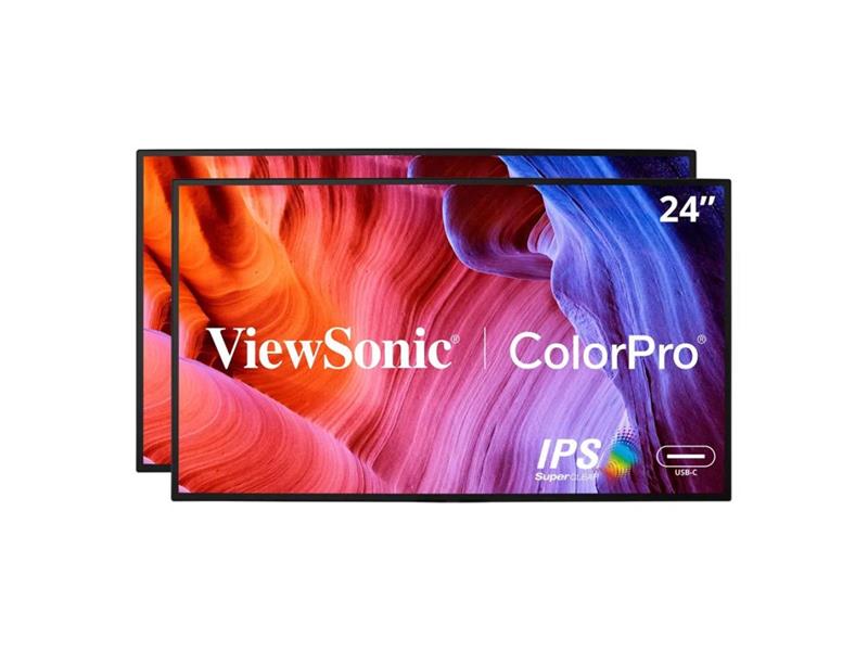 VIEWSONIC 24 PO COLORPRO 1080P DUAL PACK HEAD-ONLY IPS DOCKING MONITORS AVEC 65W USB-C ET DAISY CHAIN.