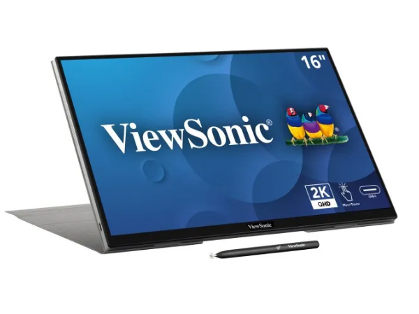 VIEWSONIC 16 PO PORTABLE WQXGA IPS TACTILE MONITOR AVEC 65W USB C ET SMART COVER DESIGN, 2560 X 1600 RESOLUTION.