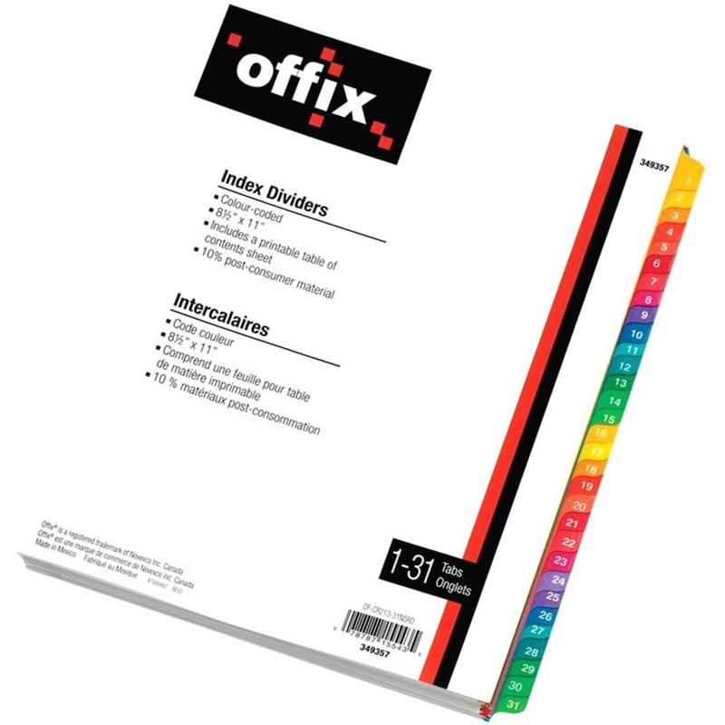 Image Offix® Colour-Coded Index Dividers