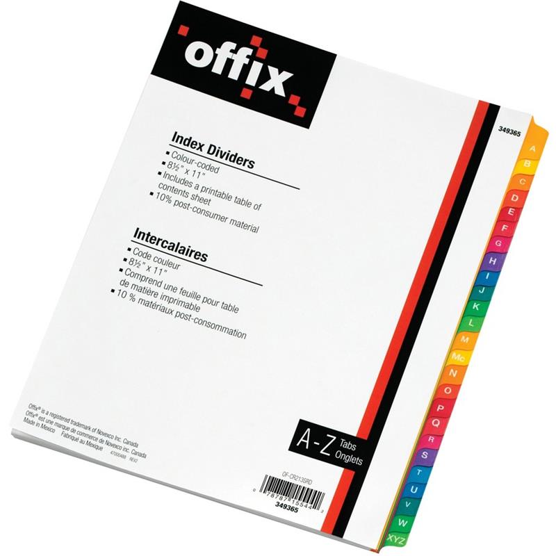 Image Offix® Colour-Coded Index Dividers