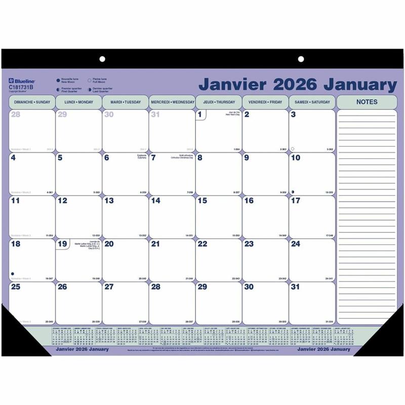 Image Calendrier sous-main mensuel (2026)