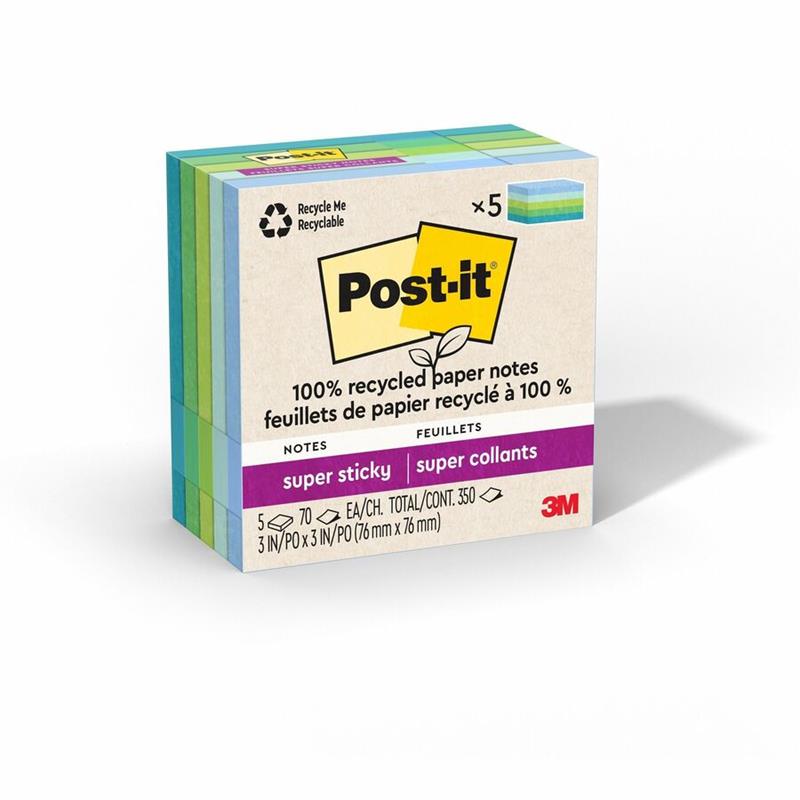 Image Feuillets recyclés Post-it® Super Sticky - Collection oasis