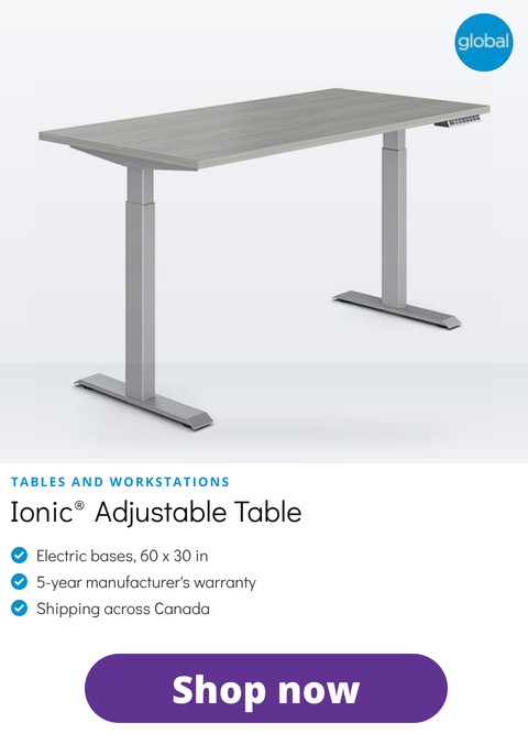 Global office furniture, Ionic&reg; height-adjustable table