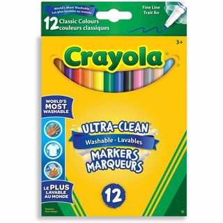 Marqueurs lavables Ultra-Clean - Pointe fine couleurs classiques - Boîte de 12