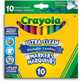 Marqueurs lavables Ultra-Clean - pointe large couleurs classiques - Boîte de 10