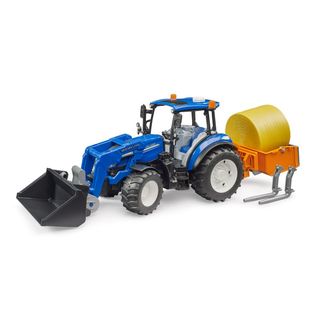 Bruder - New Holland T5.120 avec chargeur avant, coffre de chargement et fourches