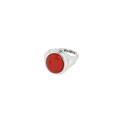 Bague Lyndon à agate rouge, recyclée, plaqué argent