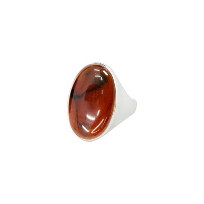 Bague Thalen à pierre rouge, recyclée, plaqué argent