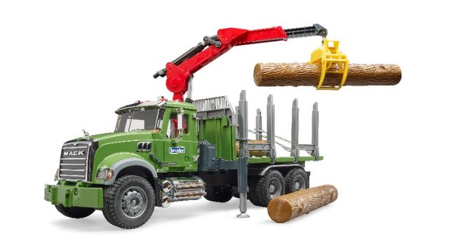 Camion grumier MACK Granite avec grue et 3 troncs